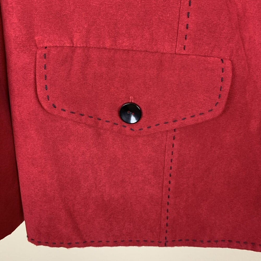 Alfred Dunner Womans 20W Jacket Blazer Faux Suede Red Button Pockets Lined - Picture 5 of 13